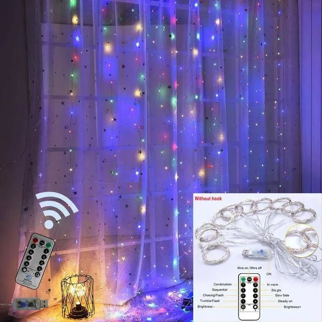 Rainbow LED Curtain String Lights