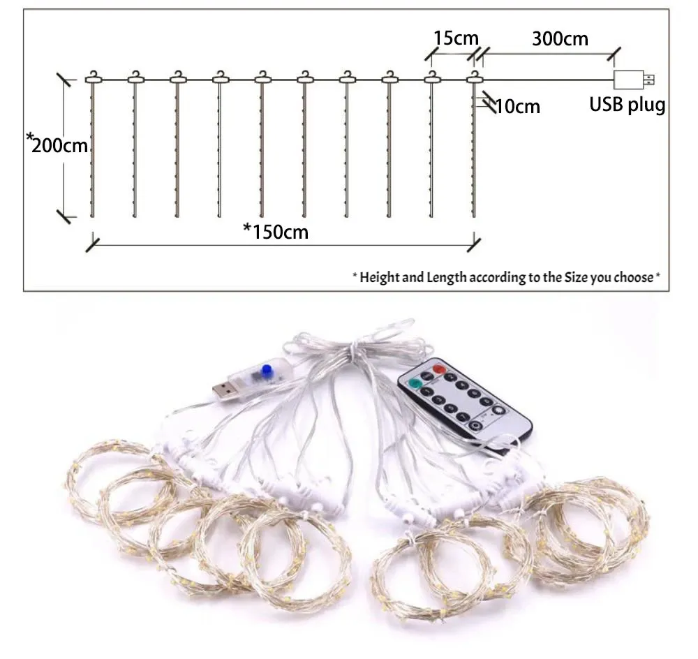 Rainbow LED Curtain String Lights