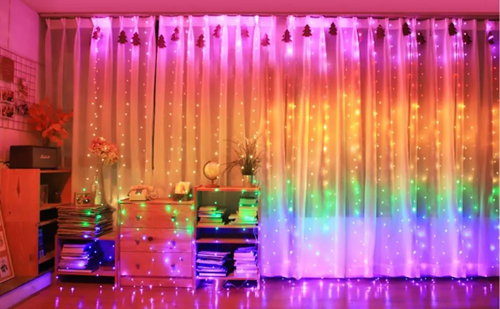Rainbow LED Curtain String Lights
