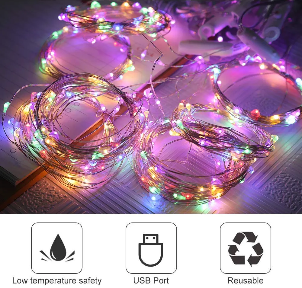 Rainbow LED Curtain String Lights