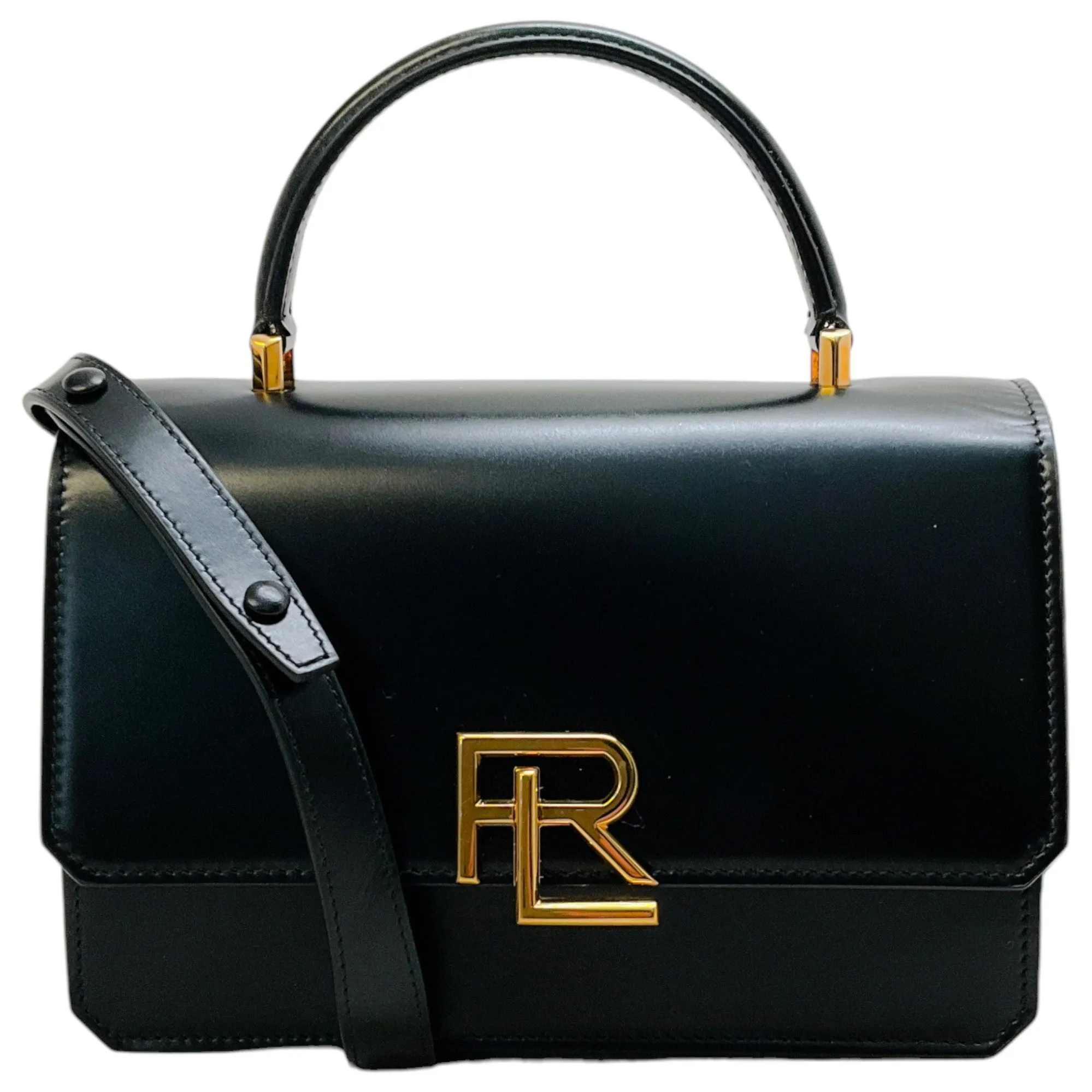 Ralph Lauren Black RL 888 Box Calfskin Top Handle Bag