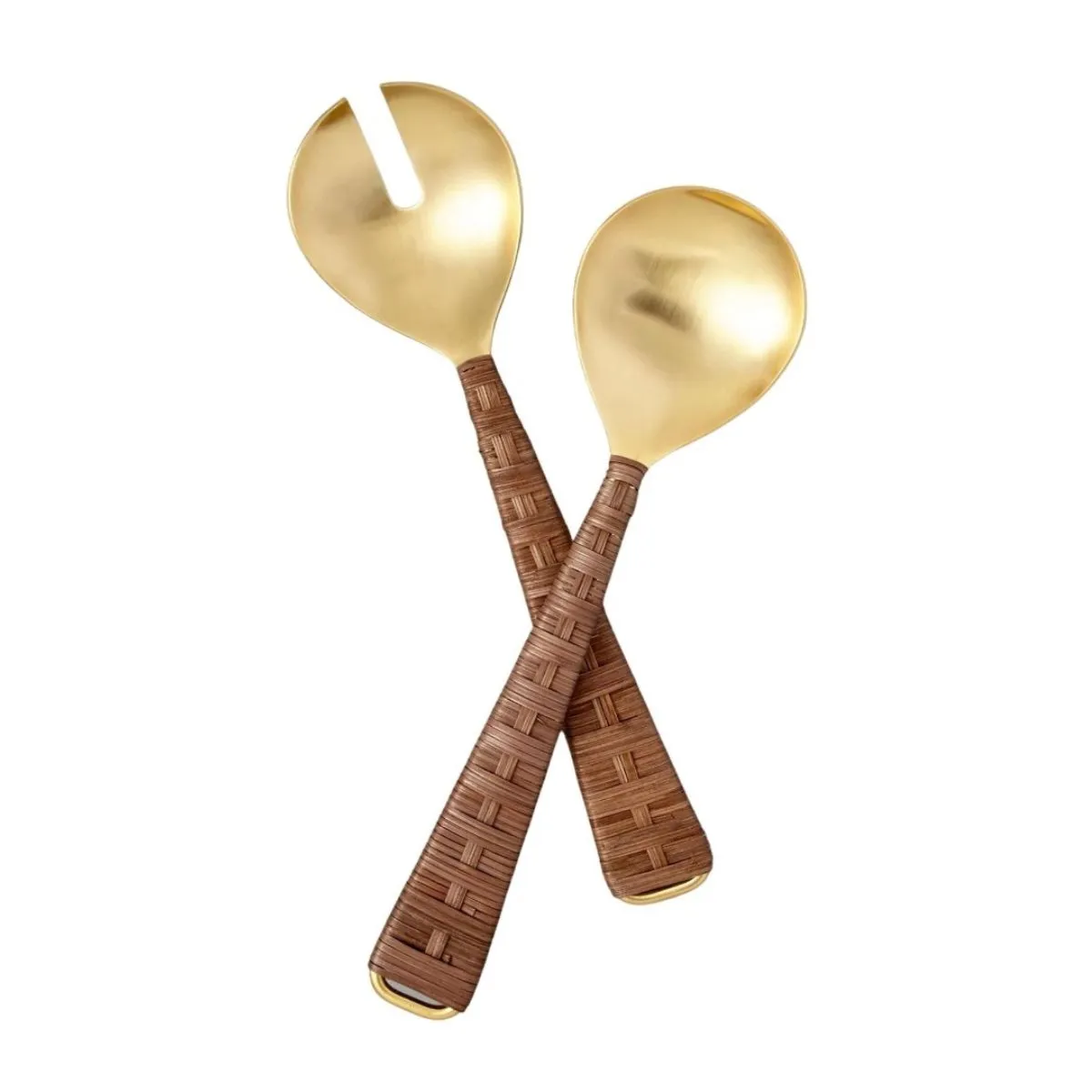Rattan & Gold Serving Set