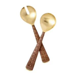 Rattan & Gold Serving Set