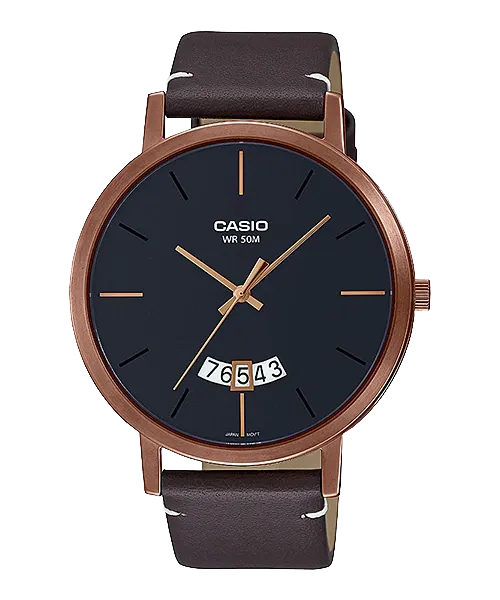 Reloj casual correa de cuero MTP-B100RL-1EV