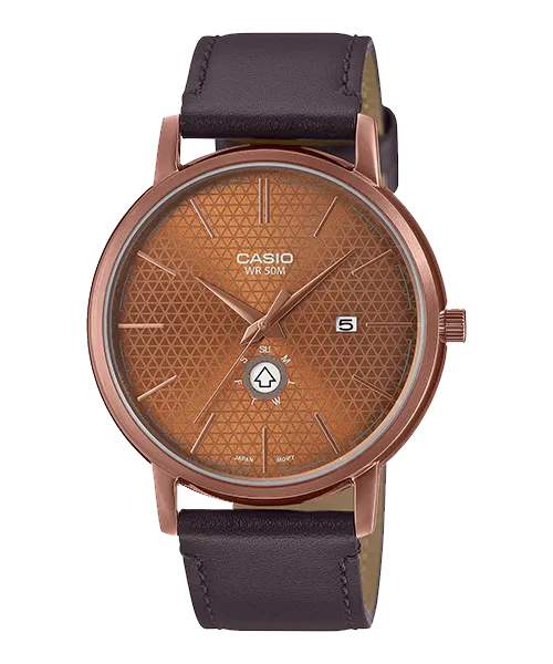Reloj casual correa de cuero MTP-B125RL-5AV