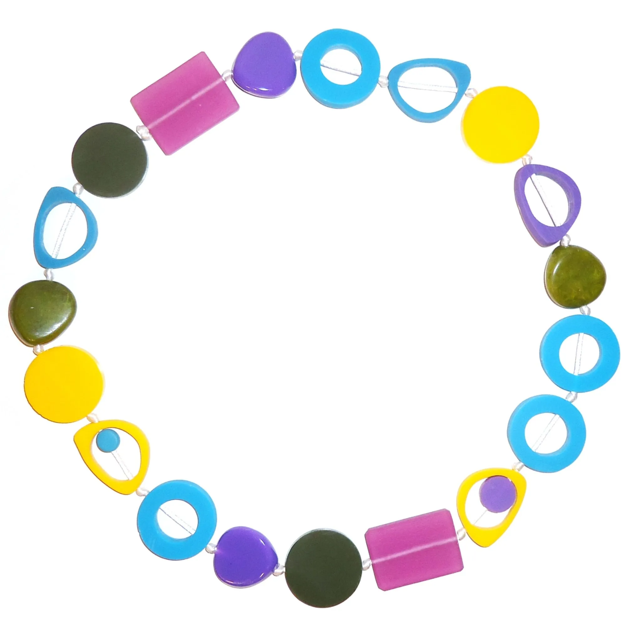 Resin Necklace - Turquoise/Purple/Yellow