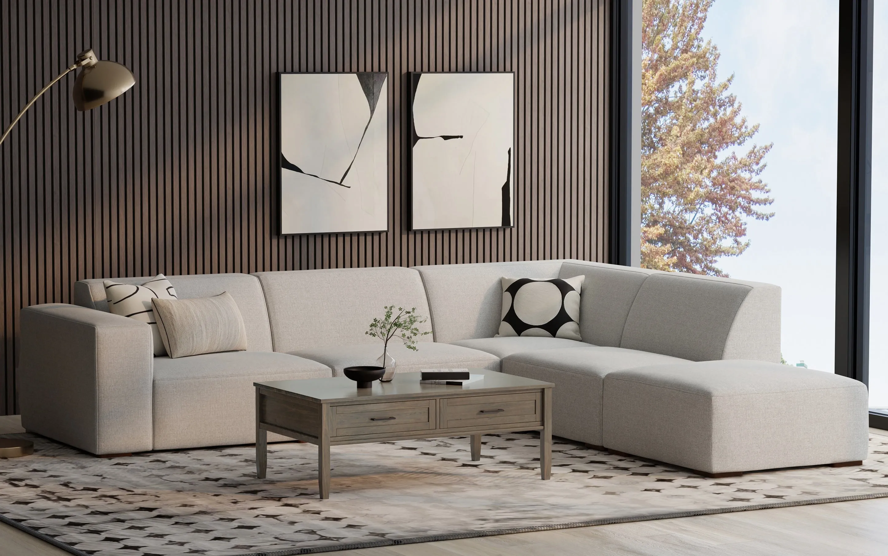 Rex Right Sectional and Ottoman in Performance Fabric