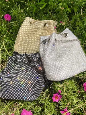Rhinestone Chain Bucket Bag
