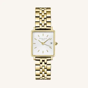 Rosefield The Boxy XS White Sunray Steel Gold Ladies Watch