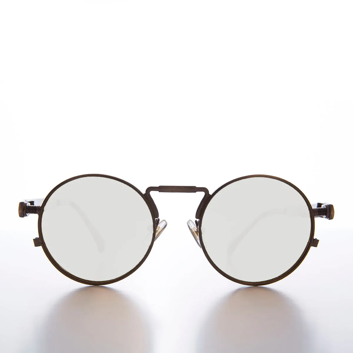 Round Bronze Metal Goth Steampunk Sunglass - Ivan 3