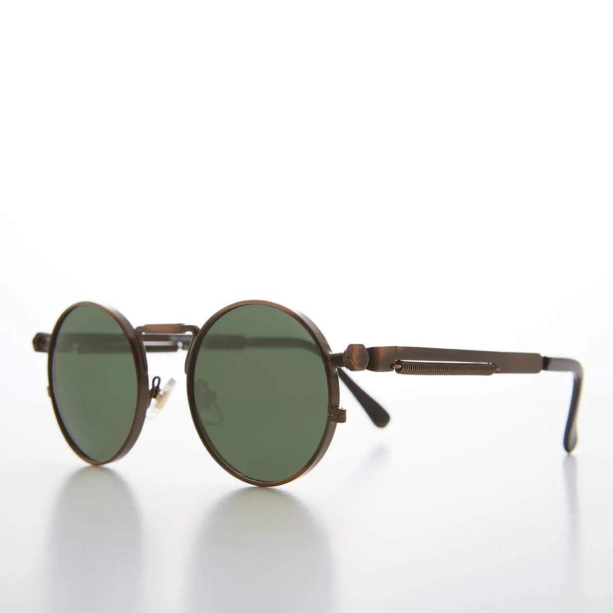 Round Bronze Metal Goth Steampunk Sunglass - Ivan 3