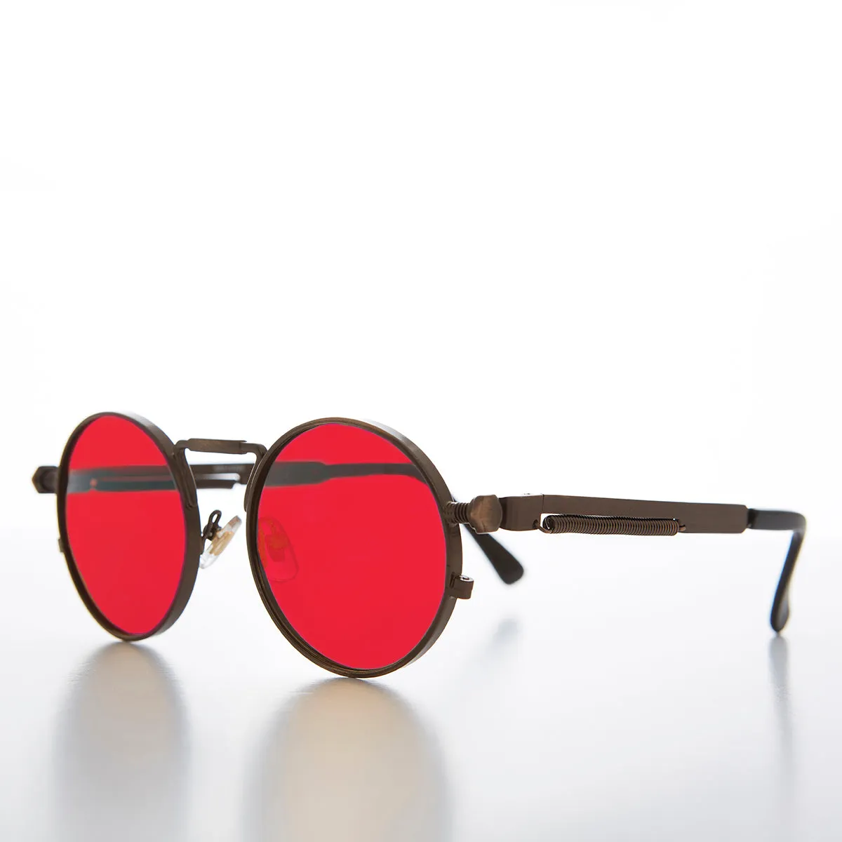 Round Bronze Metal Goth Steampunk Sunglass - Ivan 3