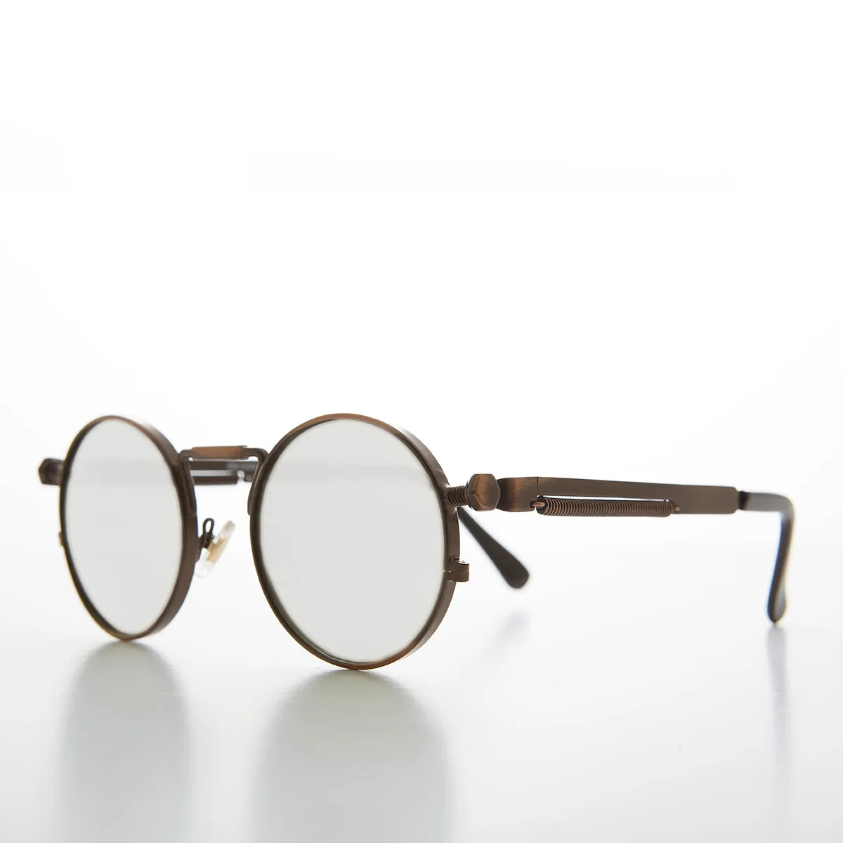 Round Bronze Metal Goth Steampunk Sunglass - Ivan 3