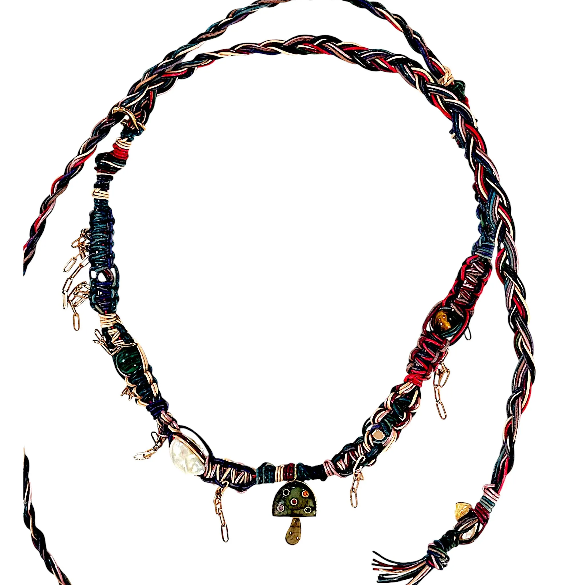 ROYAL RAINBOW PSYCHEDELIC DREAM WORLD LEATHER ROCKSTAR NECKLACE