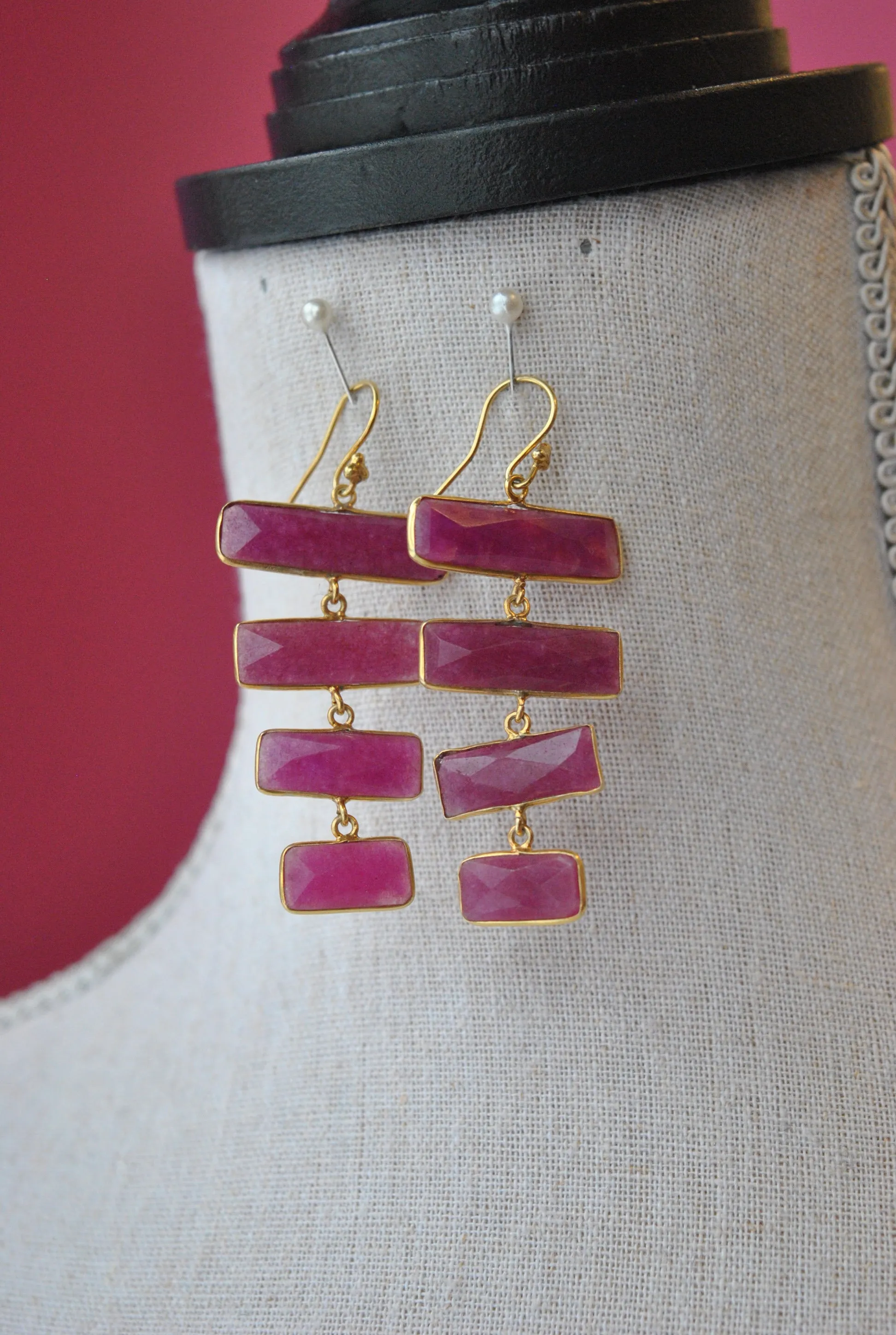 RUBY STRIPLE LONG EARRINGS