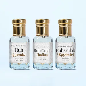 Ruh Genda, Ruh Gulab Indian, Ruh Gulab Kashmiri 12ml Each, Pack Of 3-Faisal Abdul Rehman Attar