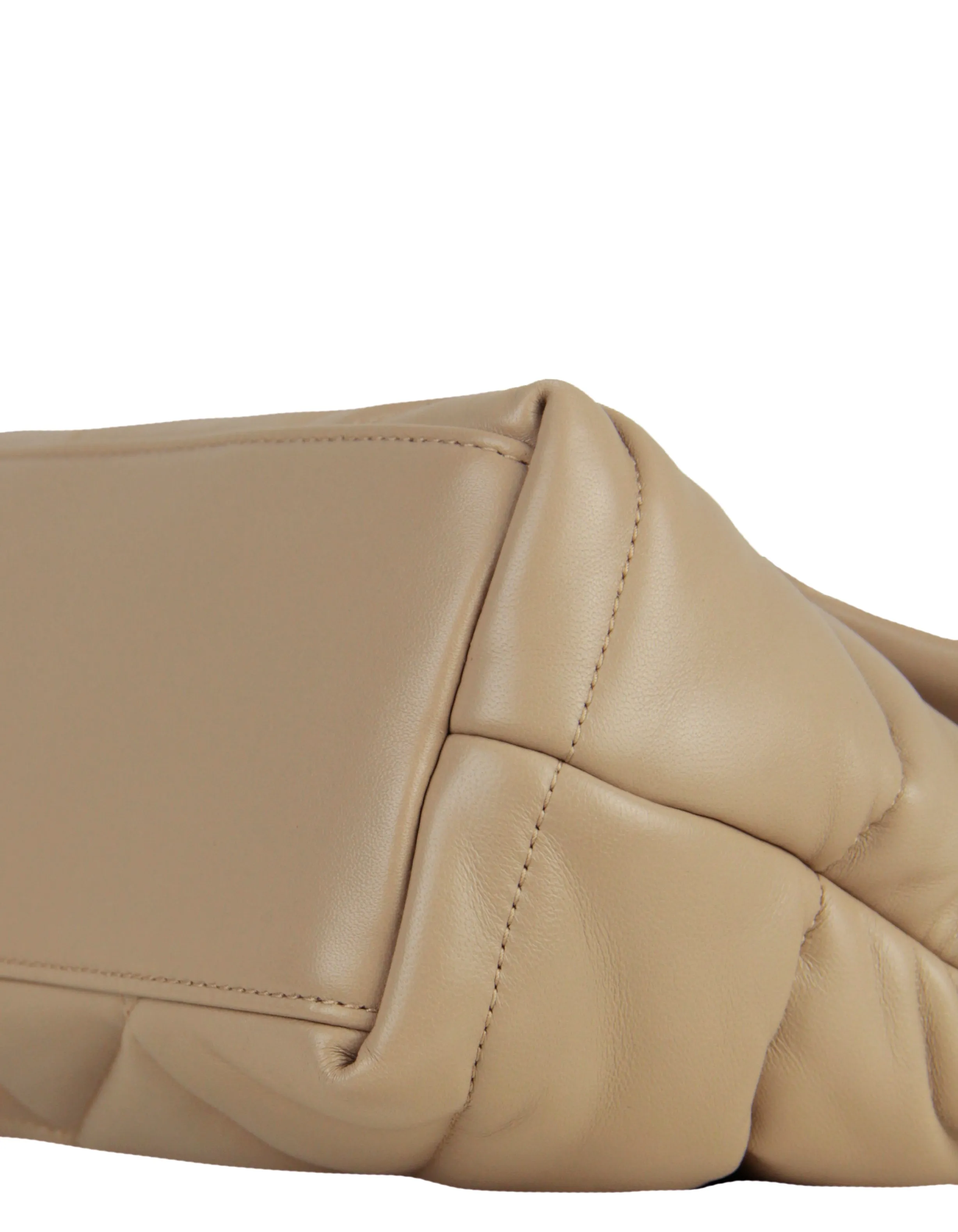 Saint Laurent Beige Leather Small Loulou Puffer Bag