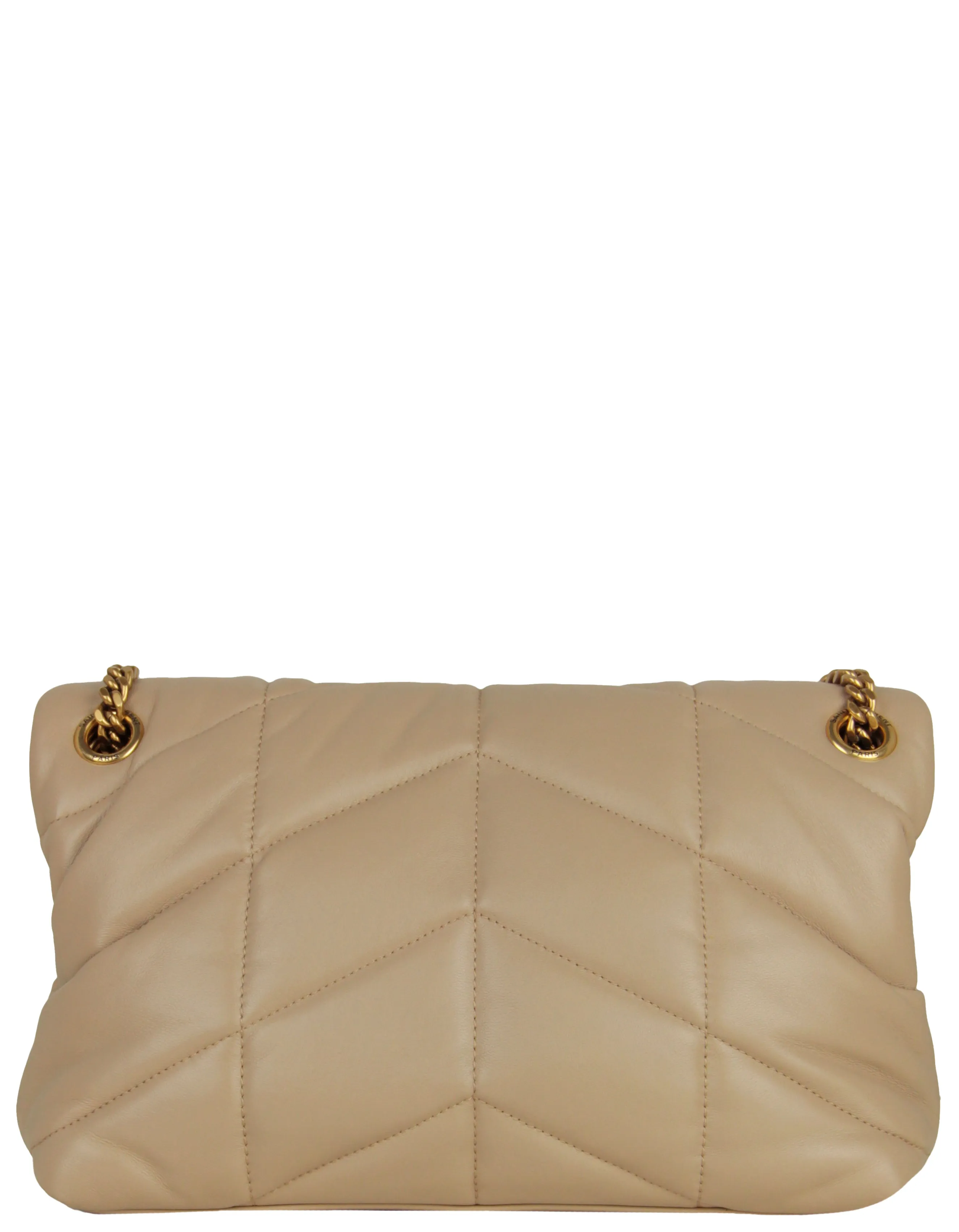 Saint Laurent Beige Leather Small Loulou Puffer Bag