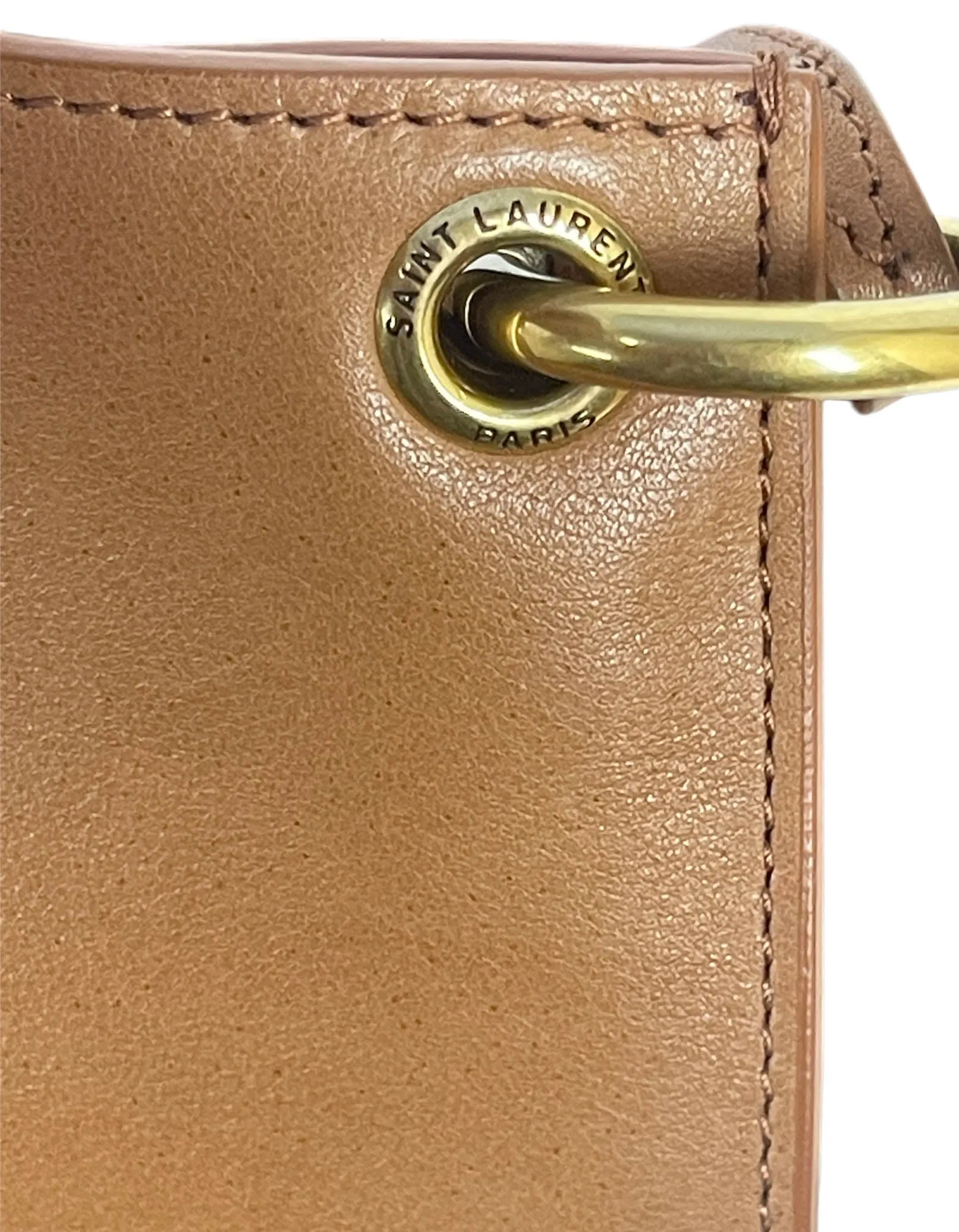 Saint Laurent Tan Leather Tag Hobo w/ Crossbody Strap