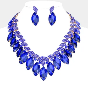 Sapphire Crystal Marquise Stone Statement Necklace  | 584365
