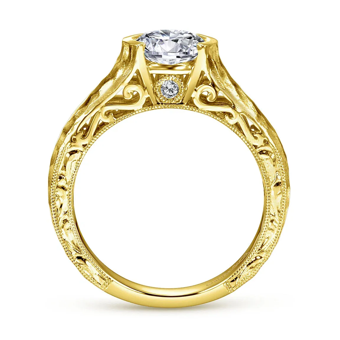 Semi Bezel Victorian Inspired Round Diamond Engagement Mounting