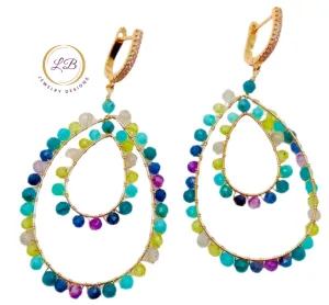 Semi-Precious Multi-Gemstone Statement Hoops