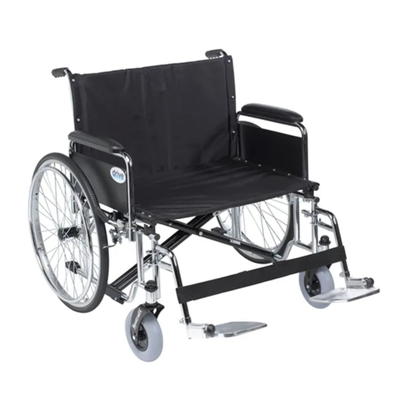 Sentra EC Heavy Duty Extra Wide Wheelchair, Detachable Full Arms, Swing away Footrests, 30" Seat - 1 Each
