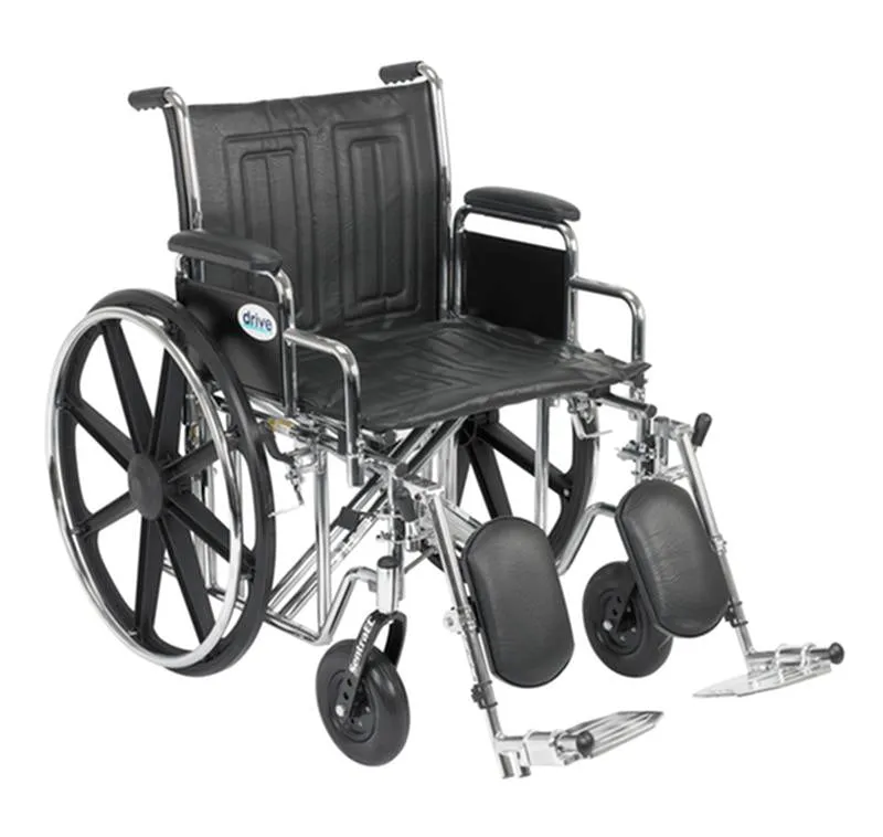 Sentra EC Heavy Duty Wheelchair, Detachable Desk Arms, Elevating Leg Rests, 20" Seat - 1 Each