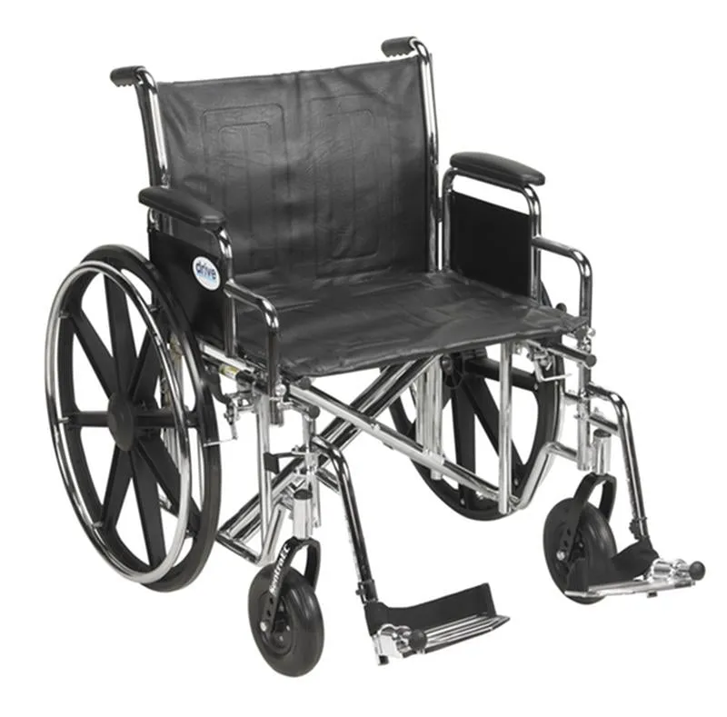Sentra EC Heavy Duty Wheelchair, Detachable Desk Arms, Swing away Footrests, 24" Seat - 1 Each