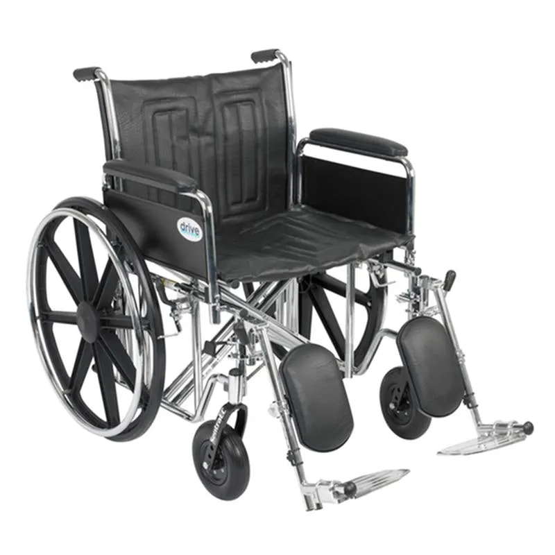 Sentra EC Heavy Duty Wheelchair, Detachable Full Arms, Elevating Leg Rests, 22" Seat - 1 Each