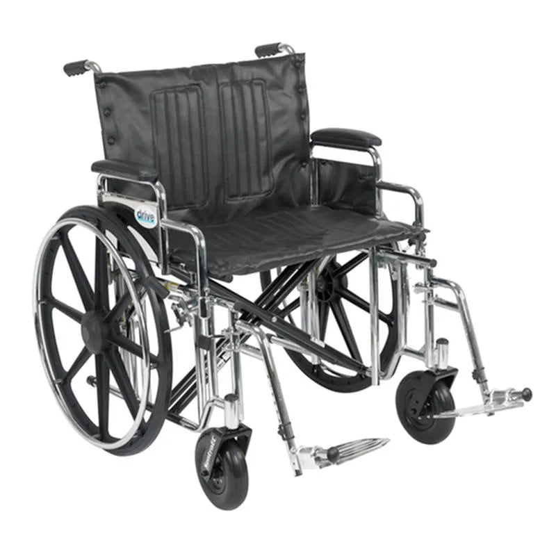 Sentra Extra Heavy Duty Wheelchair, Detachable Desk Arms, Swing away Footrests, 24" Seat - 1 Each