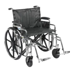 Sentra Extra Heavy Duty Wheelchair, Detachable Desk Arms, Swing away Footrests, 24" Seat - 1 Each