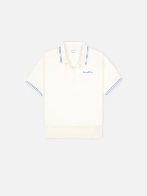 Serif Logo Terry Polo - Coconut/Sky Blue