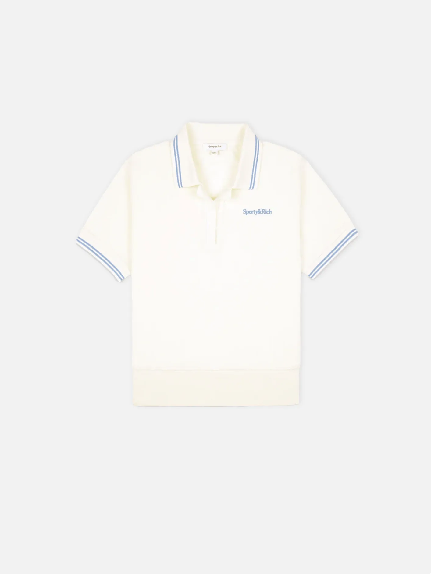Serif Logo Terry Polo - Coconut/Sky Blue