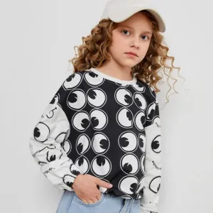 SHEIN X googly eye cry girls allover eyes pullover