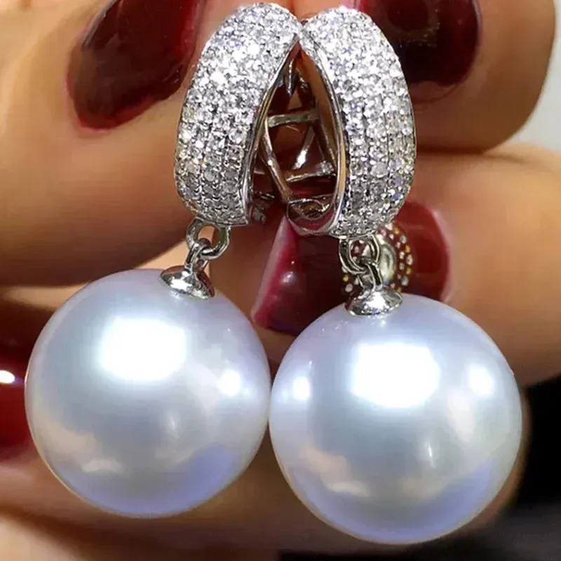 Short Drop Earrings with Flower Topaz Diamond for Women Eye Catching Party Wedding Jewelry