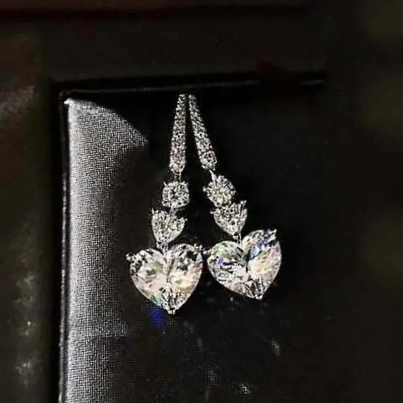 Short Drop Earrings with Flower Topaz Diamond for Women Eye Catching Party Wedding Jewelry