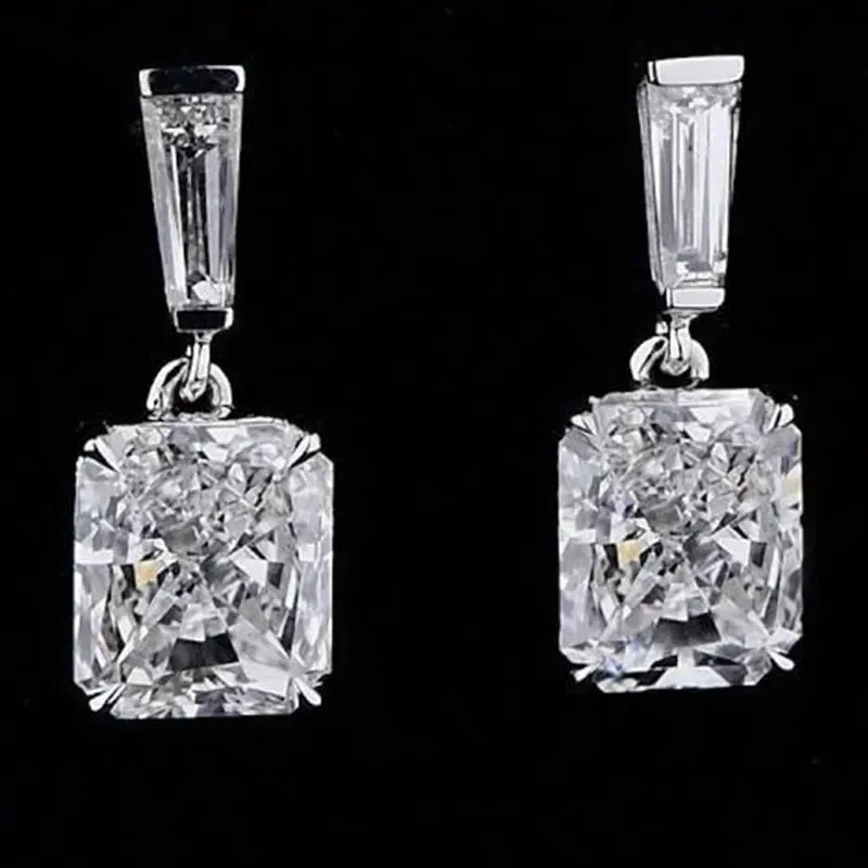 Short Drop Earrings with Flower Topaz Diamond for Women Eye Catching Party Wedding Jewelry