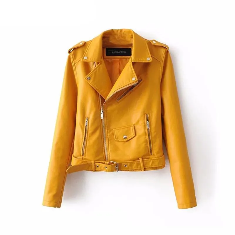 Short Faux Soft Leather Jacket Women Coat