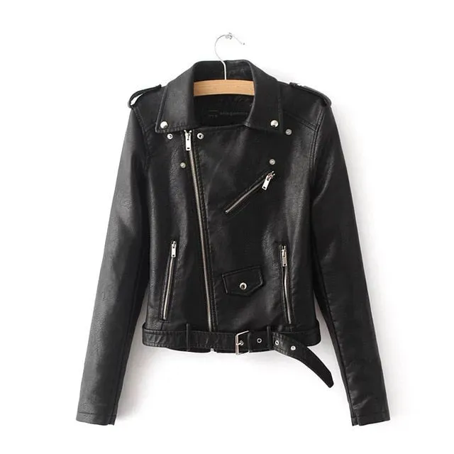Short Faux Soft Leather Jacket Women Coat