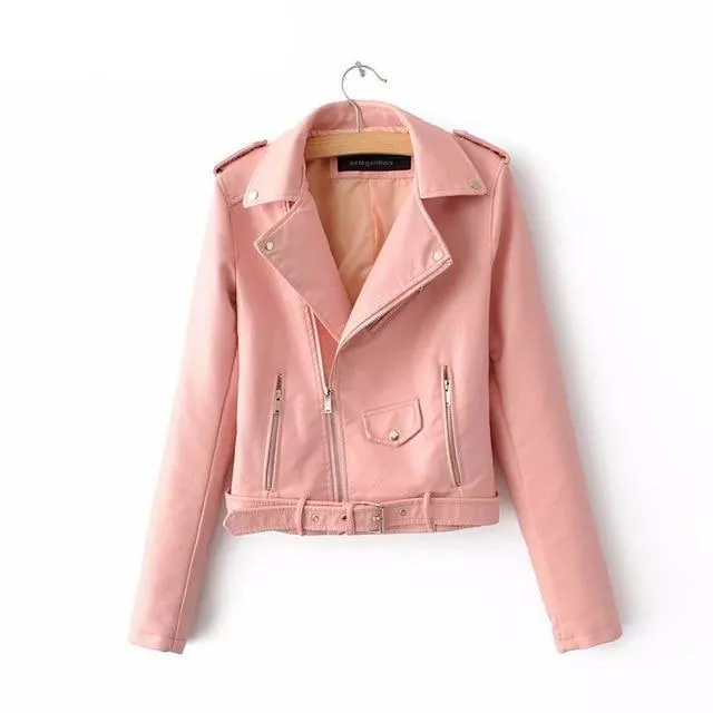 Short Faux Soft Leather Jacket Women Coat