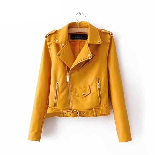 Short Faux Soft Leather Jacket Women Coat