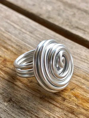 Silver aluminum wire statement Ring