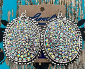 Silver Concho w/ Clear Rhinestone Earrings