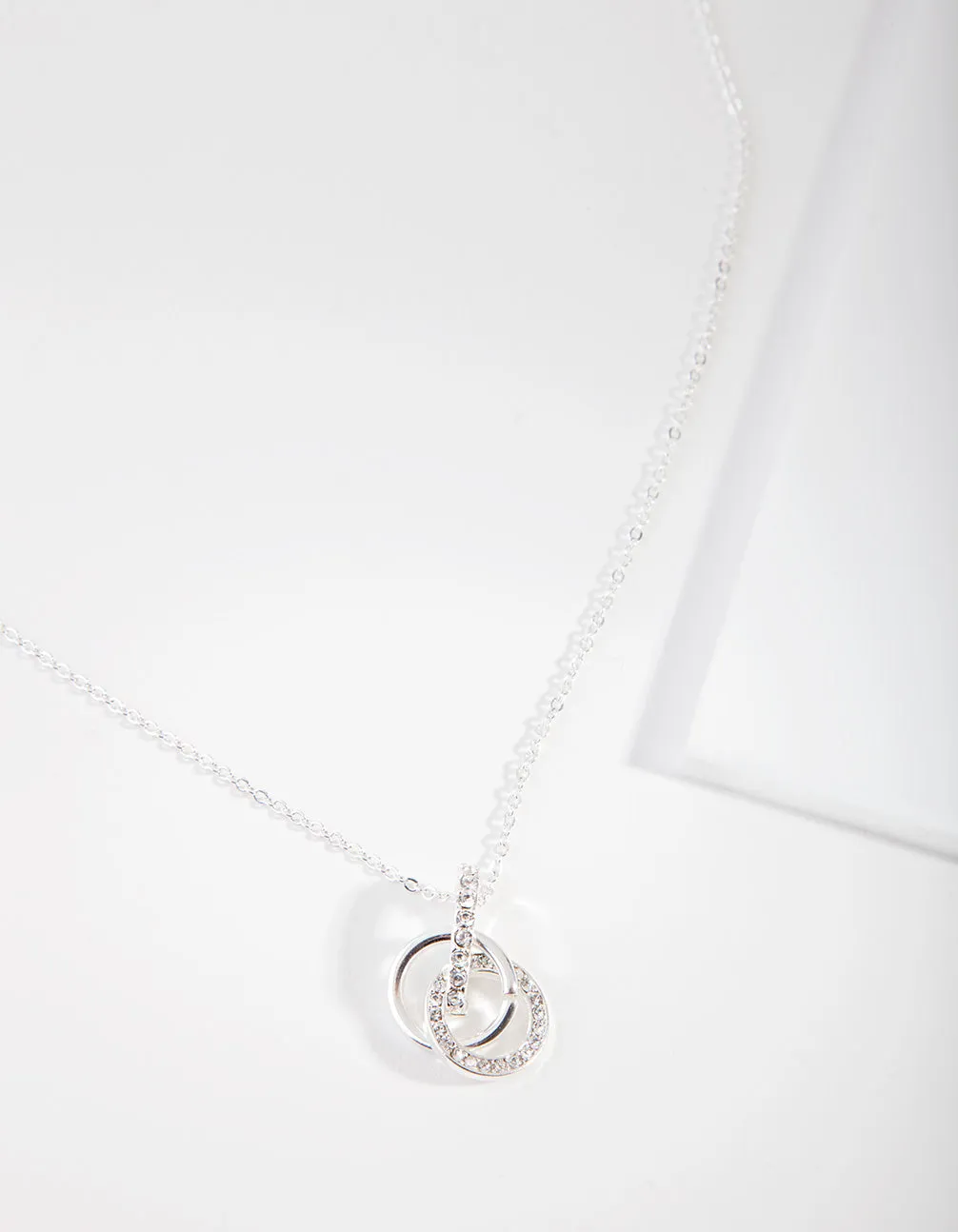 Silver Diamond Simulant Circle Necklace