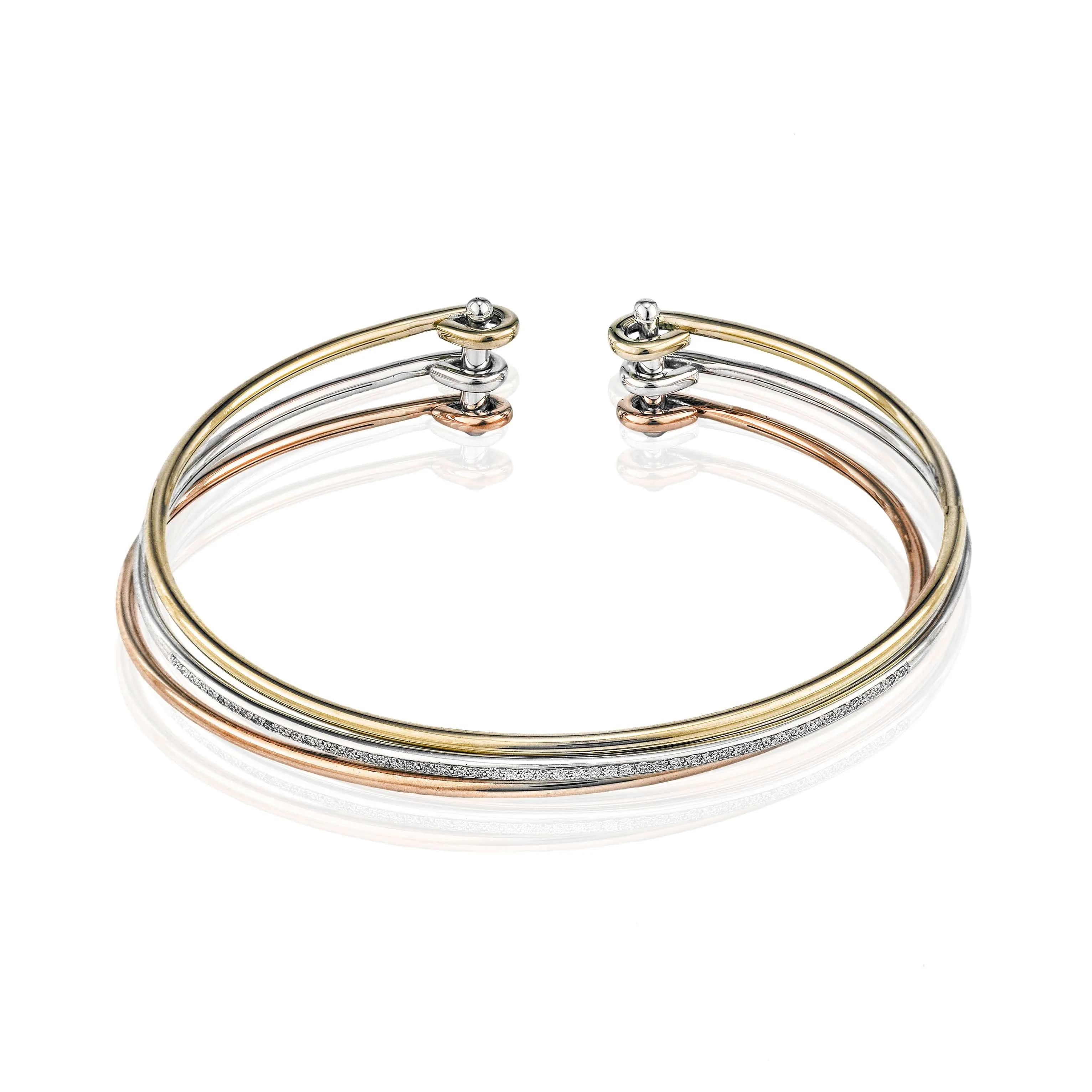 Simon G Tri-Gold and Diamond Bangle