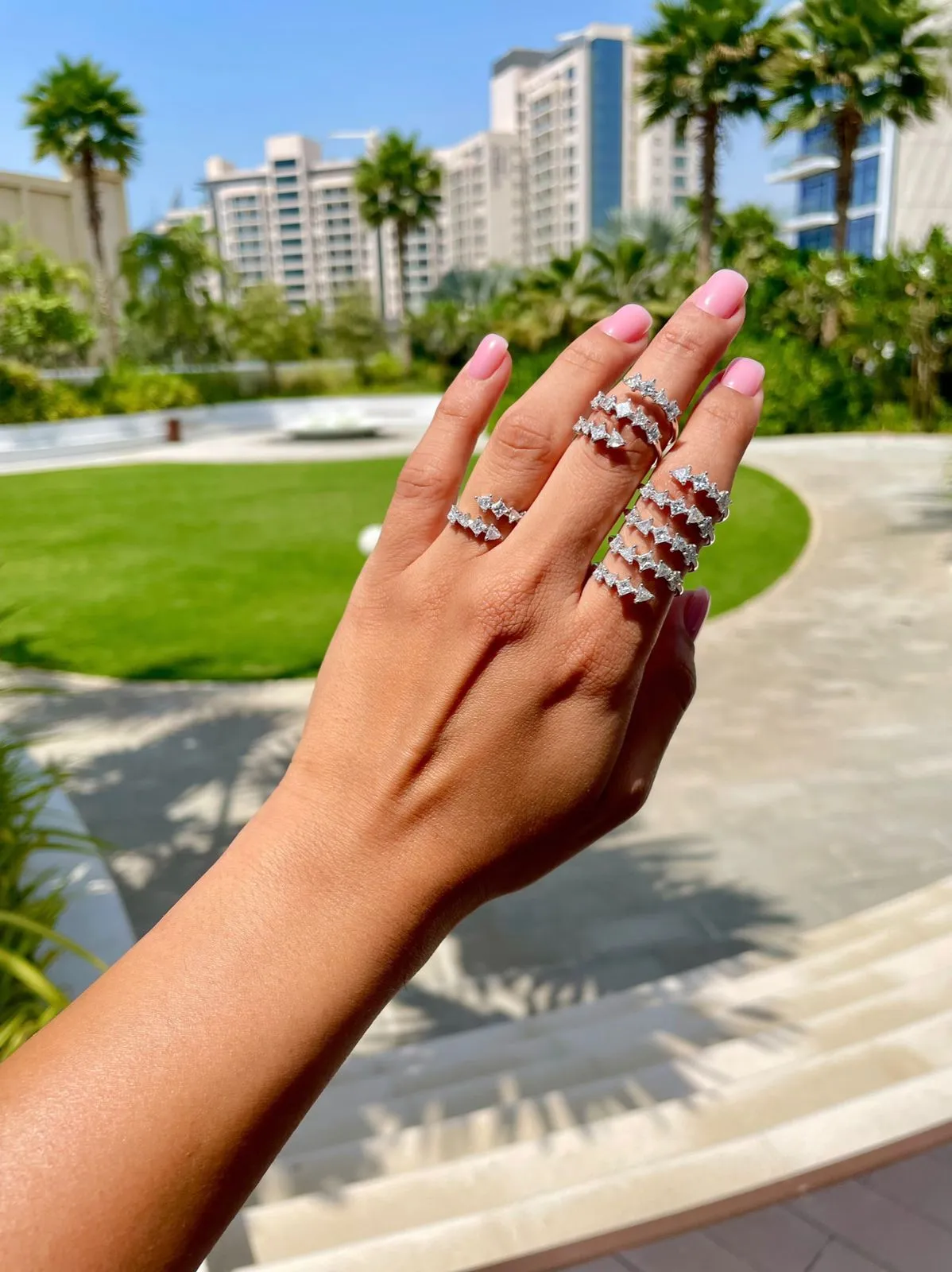 Single wrap around with trillions and princess ring