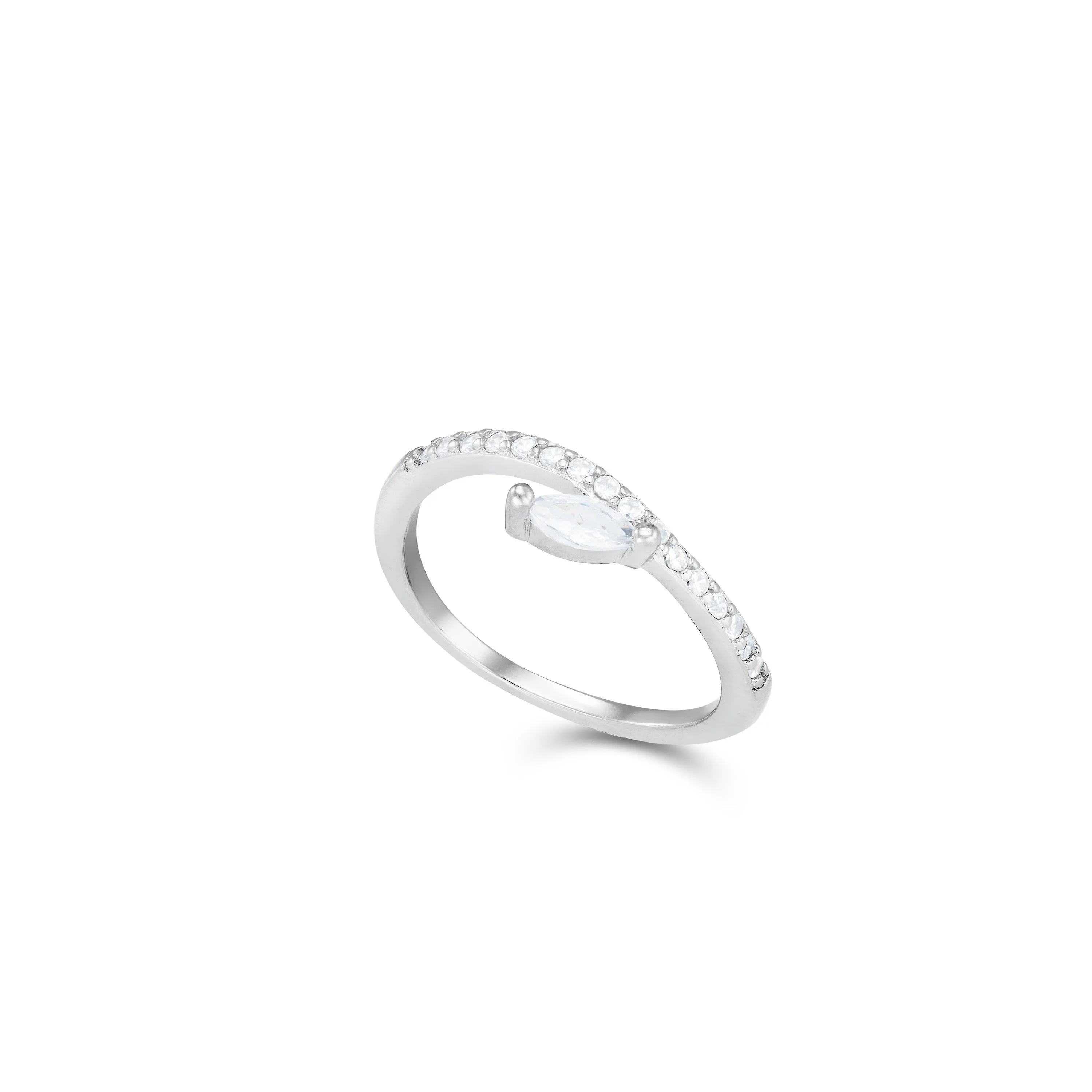 Slanted Marquise Half Cubic Zirconia Ring