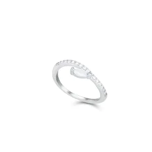 Slanted Marquise Half Cubic Zirconia Ring