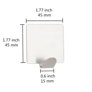 Small Adhesive Hooks for Key / Towel / Belt / Scarf / Necklace, Light Duty Premium Stainless Steel Hooks, 3M Self-Adhesive / Waterproof – 4 PCS - 1.8" Square Base Hook